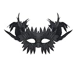 Maske mit Eulenfedern, schwarzer Schnabel, Halbgesicht, für...