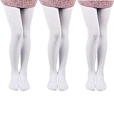 EVERSWE 3-Pack Girls Microfiber Tights Multiple Colors (white, 4-6)