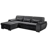 Stella Trading Tampa Ecksofa mit Schlaffunktion in Schwarz-Moderne Eckcouch...