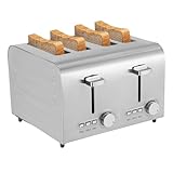 Toaster 4 Scheiben, Edelstahl Toaster - 7 Stufen/1500W - 3 Funktionen:...