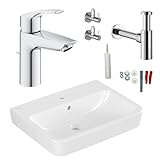 Villeroy Boch Waschbecken O.Novo 60 cm Grohe Waschtischarmatur Siphon...
