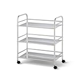 CLIPOP Edelstahl Servierwagen,Rollwagen mit 3 Ebenen Kapazität...