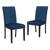 New Classic Furniture Celeste Esszimmerstuhl, Samt, gepolstert, Blau, 2...