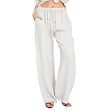 Leinenhose Damen Lang Baumwolle Leinen Hose Schwarze Musselin Leinen Hosen...