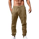 Sommerhose Loose Fit Freizeithose mit Kordelzug Herren Leinenhose...