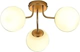 TONFON Deckenleuchte mit 3 Lichtern im Schlafzimmer Gold Modern Halb...