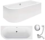 VBChome Badewanne 180x80 cm Acryl SET Schürze Siphon Wanne Ecke...