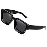 SHEEN KELLY Retro dicke rechteckige klobige Sonnenbrille für Frauen...