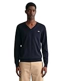 Gant Herren Classic Cotton V-Neck Pullover, Evening Blue, M EU