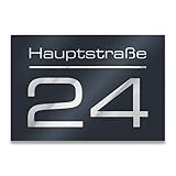 Metzler Hausnummer in Anthrazit - Hausnummernschild mit Gravur -...