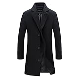 YuanDiann Herren Lang Wollmantel Herbst Winter Slim Fit Wollejacke Casual...