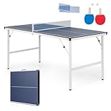 COSTWAY 152,5 x 76 cm Tischtennisplatte klappbar, Mini Tischtennistisch...