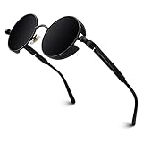 GQUEEN Retro Runde Steampunk Polarisierte Sonnenbrille UV400