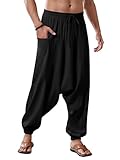 Runcati Herren Baumwolle Haremshosen Baggy Hippie Casual Leinen Yoga Hose...