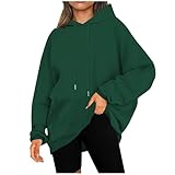 KOG Hoodie für Damen Baumwolle Kapuzenpullover Einfarbige Sweatshirt mit...