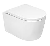 Hänge WC Spülrandlos – Wand WC Toilette aus Keramik mit Softclose Sitz,...