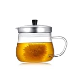 Veitron Glas-Teekanne mit Edelstahlsieb, kleine Teekanne für Herd,...