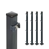 4x Zaunpfosten zum Aufschrauben mit Bodenplatte | Anthrazit (RAL 7016) |...