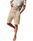 LVCBL Khaki Herren Shorts Leinen mit Kordelzug Home Wear Khaki 2XL