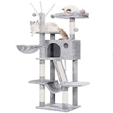 Hey-Brother Kratzbaum, 135 cm Indoor Katzenbaum, Mit gepolsterter Plattform...