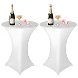2 er-Set Weiß Stehtisch Stehtischhusse, Ø 80-85 cm Rund Stehtischdecken...