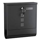 Wiltec Briefkasten mit Zeitungsrolle, schwarz, 305 x 100 x 338 mm,...