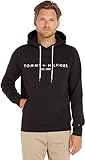 Tommy Hilfiger Herren Hoodie Core Tommy Logo mit Kapuze, Schwarz (Jet...