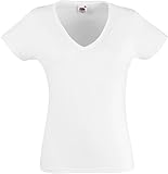 Lady-Fit Valueweight V-Neck T-Shirt von Fruit of the Loom Weiß S