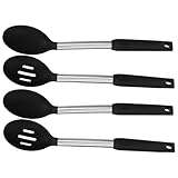 Angoily 4 Stück Hitzebeständiges Silikon Kochlöffel Schwarzer...