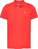Tommy Jeans TJM Slim Placket Polo EXT S/S Polo Men's, Orange (Bright...