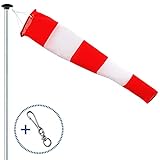 FLAGLY Premium Windsack für Draußen, Windrichtungsanzeiger in Rot-Weiß...