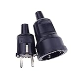 ABL PVC Schuko Stecker + Kupplung schwarz Set Schukostecker