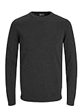 JACK & JONES Herren Basic Knit Crew Neck Pullover - Dark Grau Melange - XL