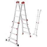 Hailo M80 Alu-Multifunktionsleiter - Schiebeleiter 4 x 4 Sprossen belastbar...