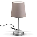 B.K.Licht - Nachttischlampe mit Kabelschalter, E14 Fassung, Lampenschirm...