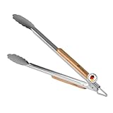 BURNHARD Lange Edelstahl Grillzange (45 cm) Akazien-Holzgriff,...