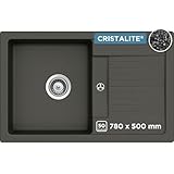 SCHOCK Küchenspüle Lima D-100S Asphalt 78 x 50 cm - CRISTALITE® Grau mit...