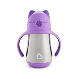 Munchkin Stainless Steel Straw Cup, Cool Cat Design, Insulated Double...