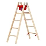 Hymer Holz-Stufenstehleiter 71499, beidseitig begehbar 2x5 Sprossen...