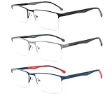 MODFANS 3er-Pack Lesebrille Herren Blaulichtfilter Metallrahmen Rechteck...