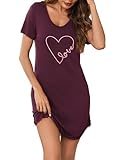 Demegimi Nachthemd Damen Kurz Baumwolle Schlafshirt Sommer Kurzarm...