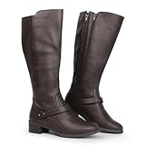 Hawkwell Damen-Reitstiefel mit breiter Wade und doppeltem Reißverschluss,...