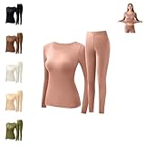 Thermounterwäsche Damen Set 2 Teilig - Damen Lange Unterwäsche Sets Slim...