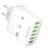 BOULESENM 6-Ports Mehrfach USB Ladegerät mit QC 3.0, USB Adapter...