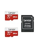 Lexar Micro SD Karte 64GB 2er Pack, Speicherkarte Micro SD mit SD Adapter,...