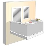 Winddichter Balkonstoff 95x650cm NoDrill Geländerverkleidung für Terrasse...