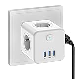 Steckdosenleiste mit 3 USB, Steckdosen (4000W/16A) mit...