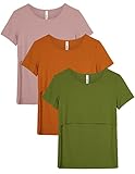 Sosolism 3 Pack Damen Stillentops Kurzarm Still-Shirts Mutterschaft Nursing...