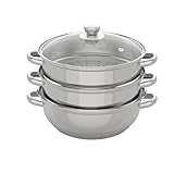 JJsdwin 3 Etagen Edelstahl Dampfgarer Topf, 28 cm Kartoffeldämpfer Mit...