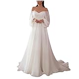 Abendkleider Elegant Für Hochzeit Lang Chiffon Hochzeitskleid Weiß...